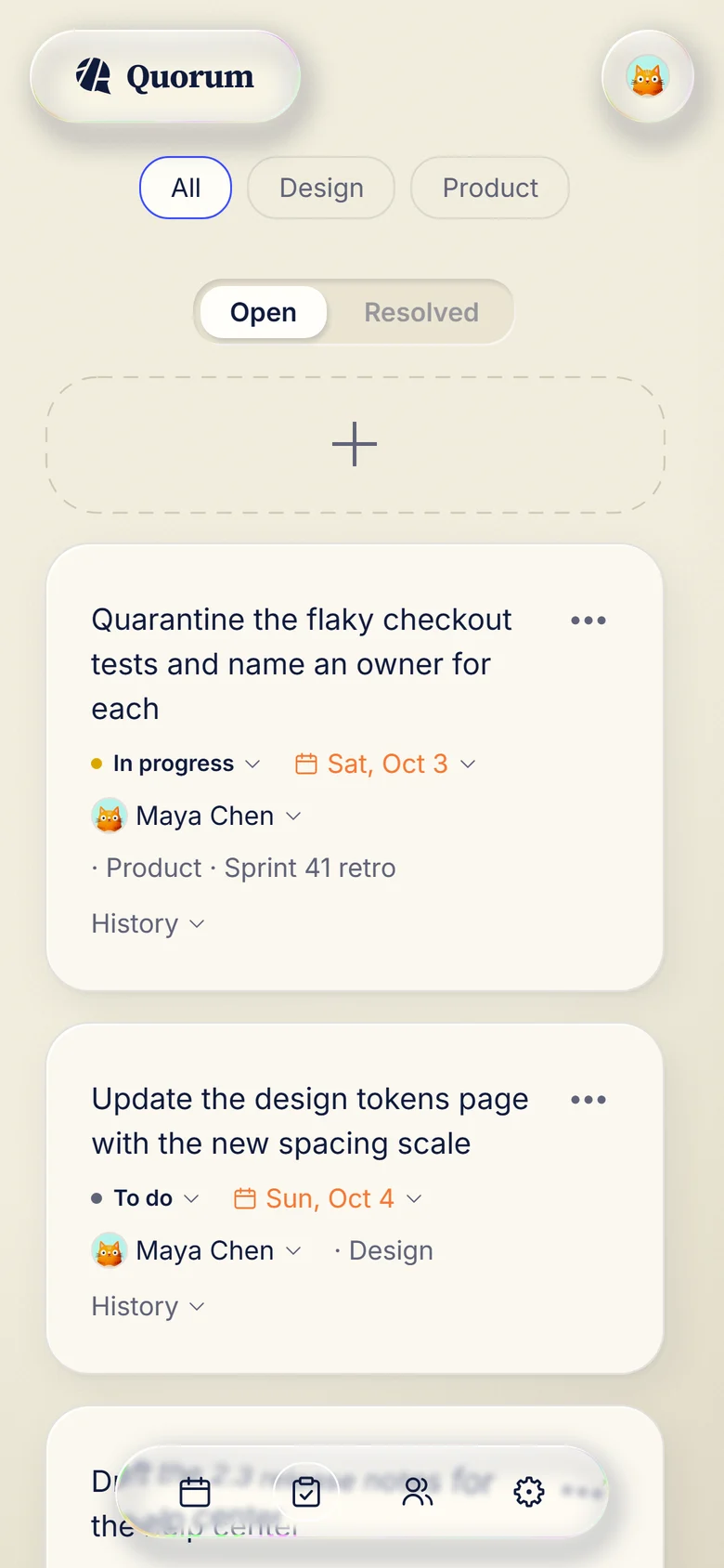 Tasks on a phone
